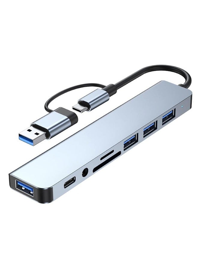 موزع USB-C 8 في 1، محول USB-C، موزع USB، موسع، مع منفذ USB-A ذكر إلى USB-C أنثى، USB 3.0 - Image 1